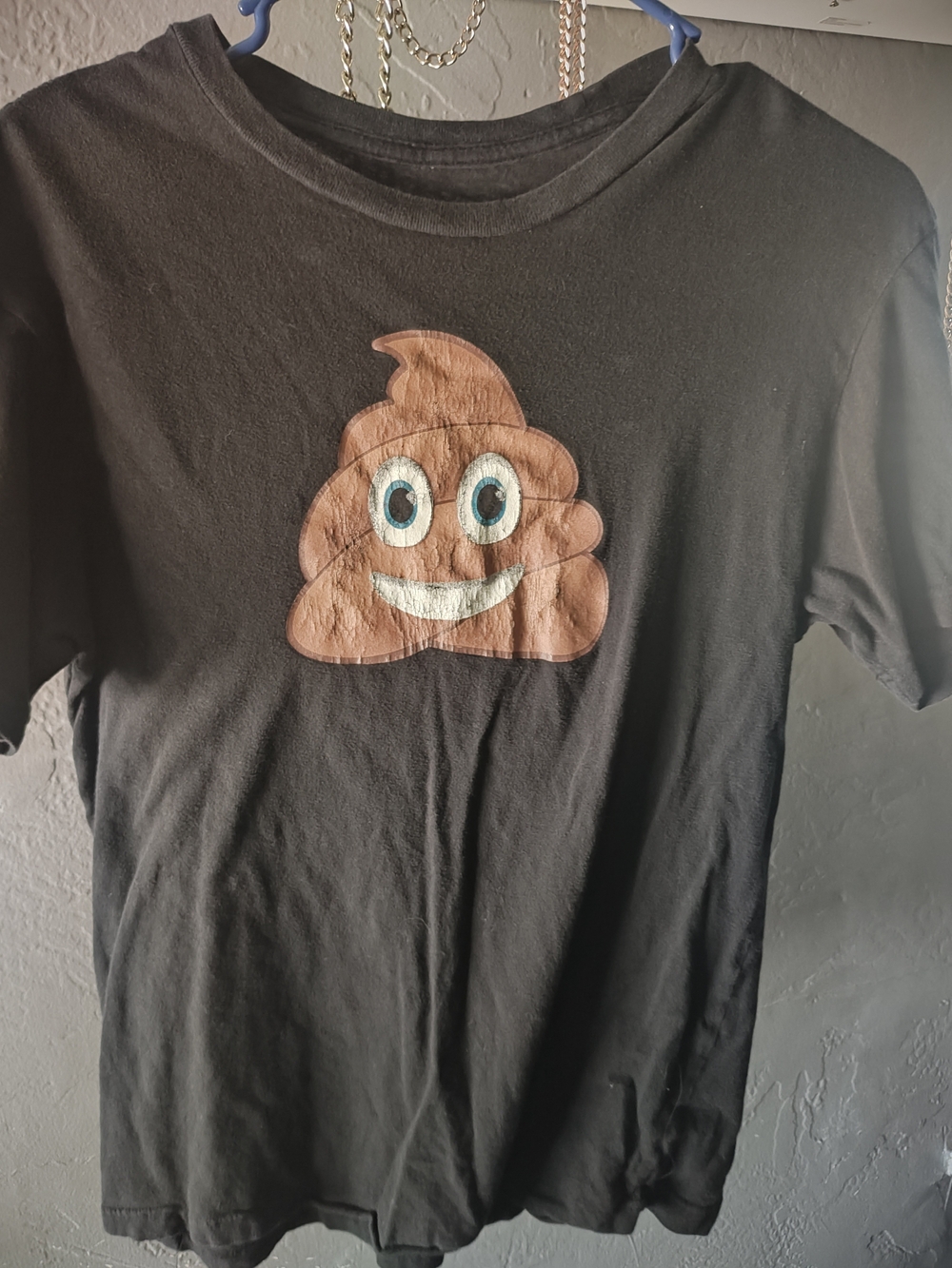 Kids Black T-Shirt with Brown Emoji Graphic